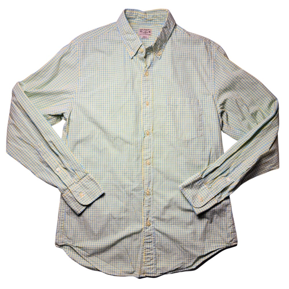 J. Crew Yellow & Light Blue Plaid Long Sleeve Button-Down Shirt M - Picture 2 of 6
